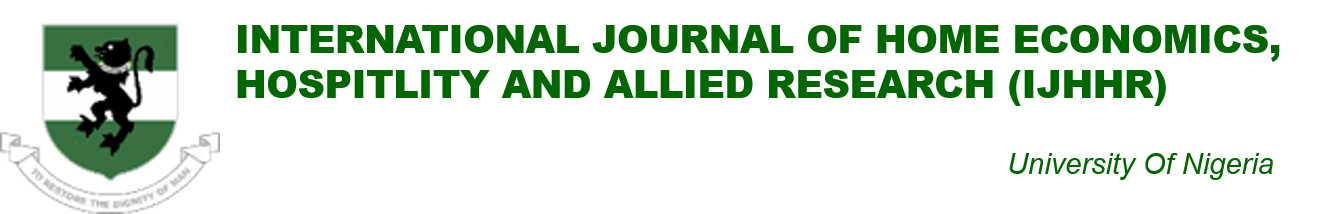 International Journal of Home Economics, Hospitality And Allied Research (IJHHR)